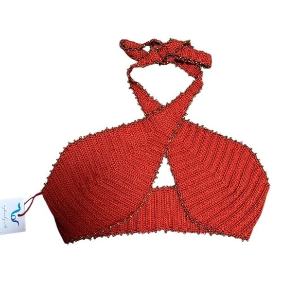 MYBEACHYSIDE Crochet Wrap Top - Size XS-S - NWT - Picture 1 of 3